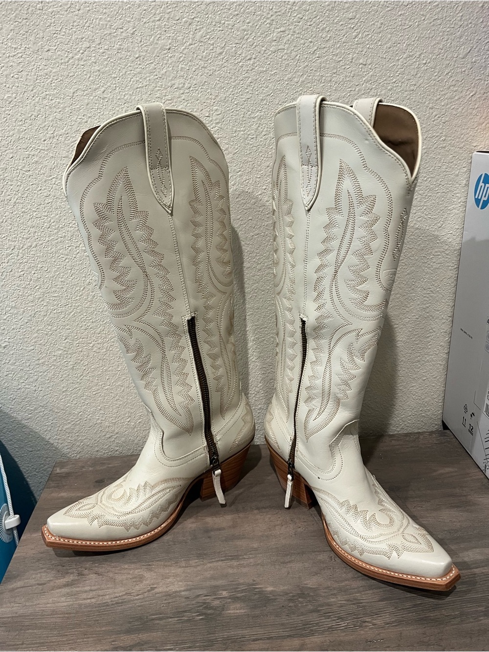 ARIAT CASANOVA BLANCO WHITE SNIP TOE TALL COWBOY BOOTS - Picture 5 of 7